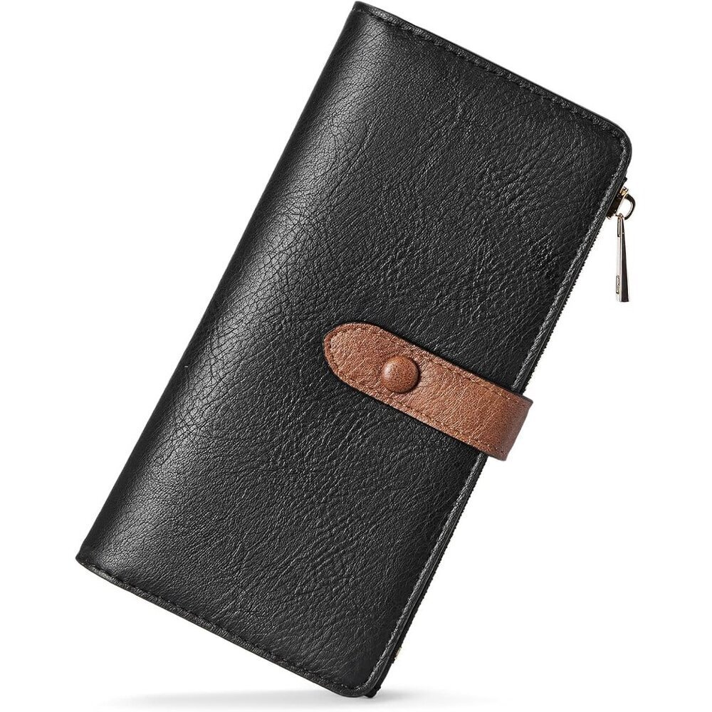Womens Leather Wallets RFID Blocking Large Capacity Trifold Card Holder Ladies P